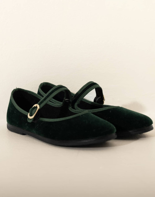 Ballerines en velours LA SUITE Vert