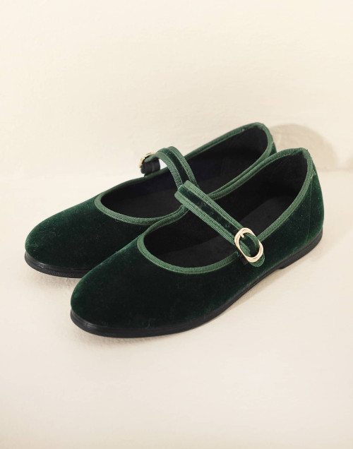 Ballerines en velours LA SUITE Vert | Le Chat