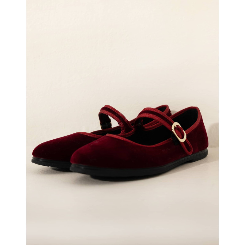 Ballerines en velours LA SUITE Bordeaux | Le Chat