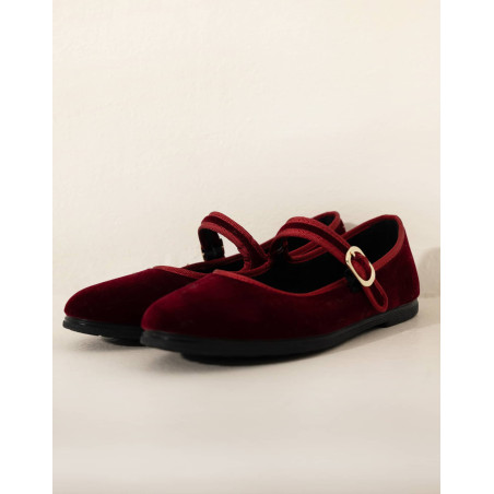 Ballerines en velours LA SUITE Bordeaux | Le Chat