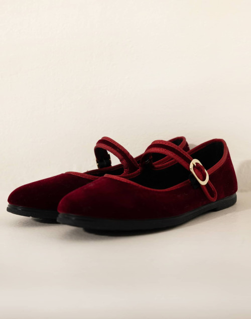 Ballerines en velours LA SUITE Bordeaux | Le Chat
