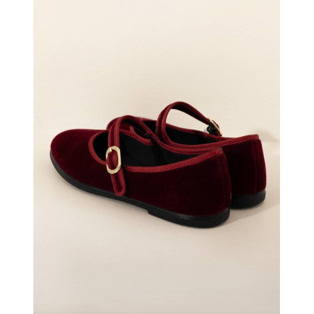 Velour ballet slippers LA SUITE Burgundy | Le Chat