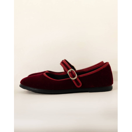 Velour ballet slippers LA SUITE Burgundy | Le Chat
