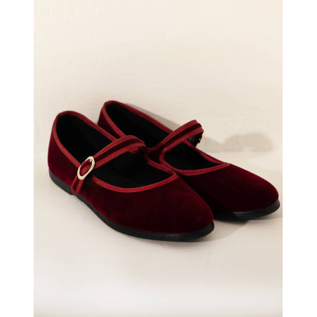 Velour ballet slippers LA SUITE Burgundy | Le Chat
