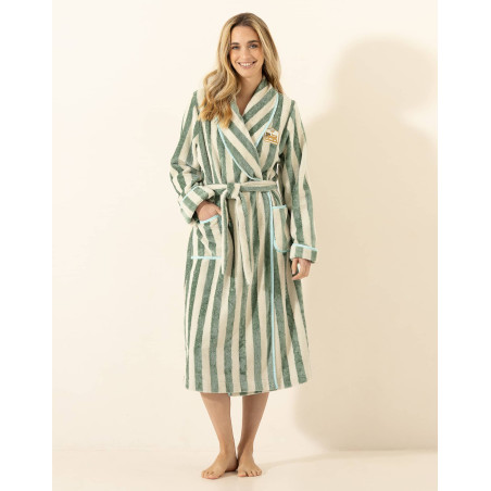 Terry towelling Dressing gown LA SUITE Sage | Le Chat
