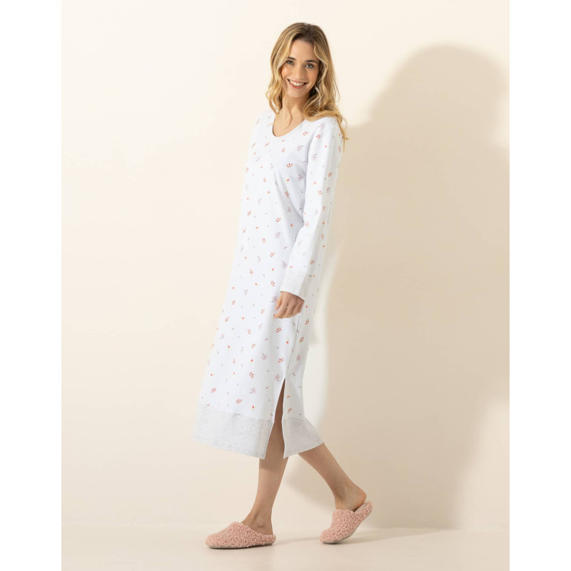 Chemise de nuit longue en coton SONGE Ciel | Le Chat