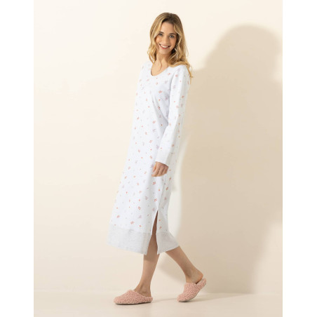 Chemise de nuit longue en coton SONGE Ciel | Le Chat
