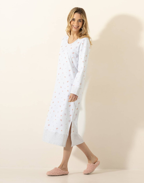 Chemise de nuit longue en coton SONGE Ciel | Le Chat