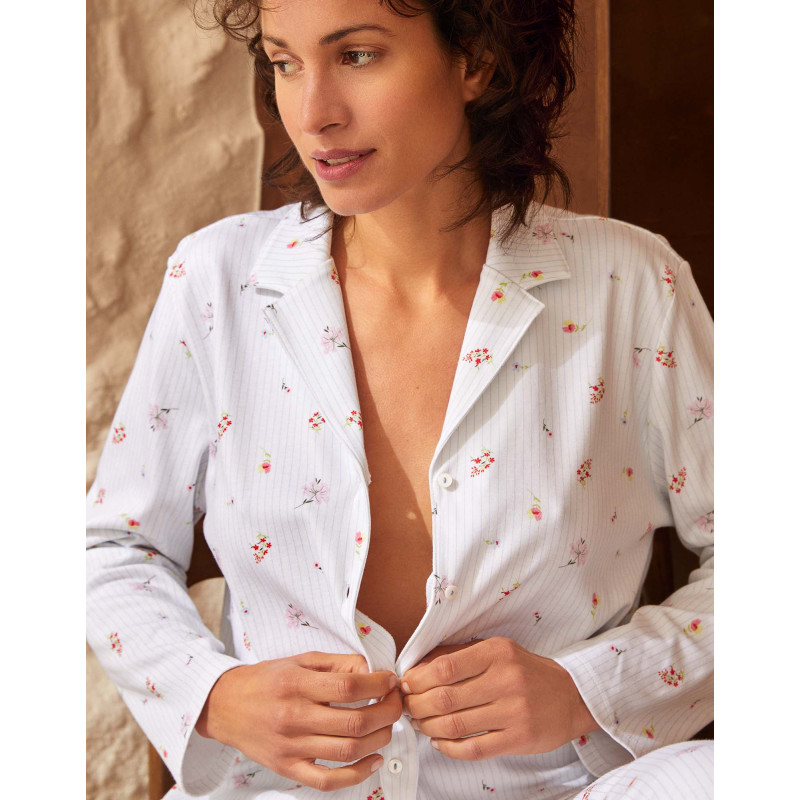 Pyjama boutonné en coton SONGE Ciel | Le Chat