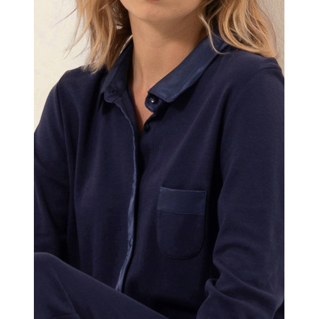 Pyjama boutonné en coton PHILO Marine