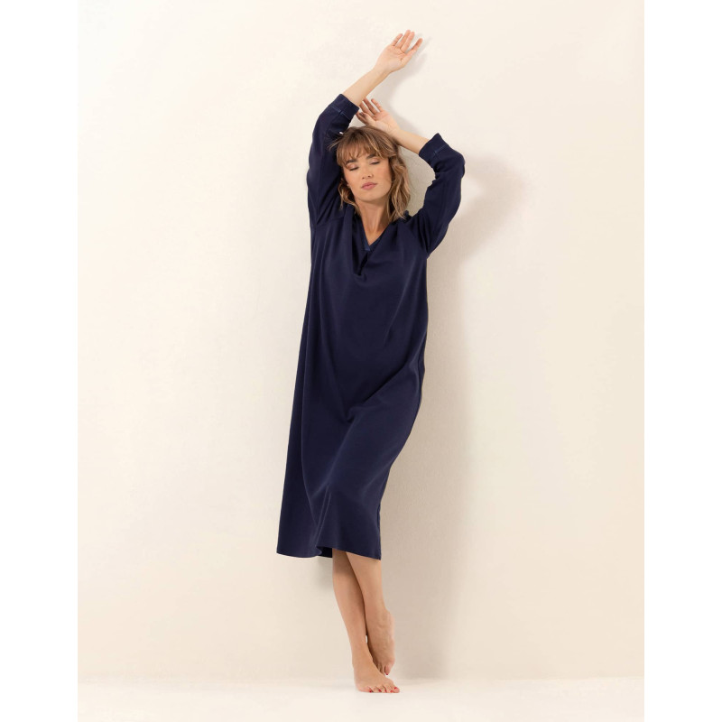 Chemise de nuit en coton PHILO Marine