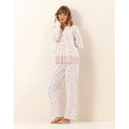 Pyjama boutonné en coton SONGE Beige