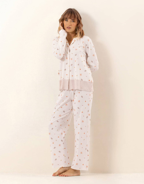 Pyjama boutonné en coton SONGE Beige