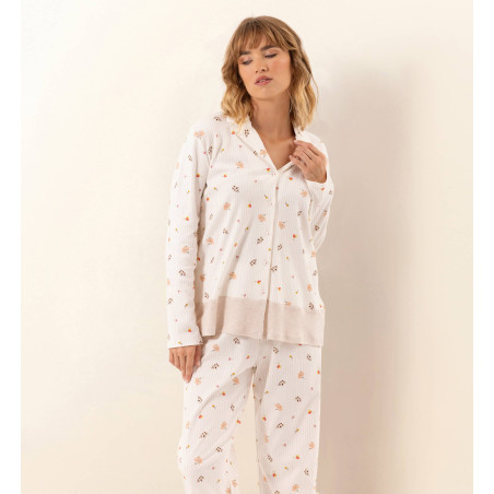 Pyjama boutonné en coton SONGE Beige