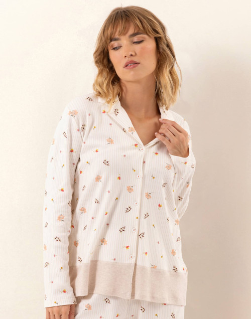 Pyjama boutonné en coton SONGE Beige | Le Chat
