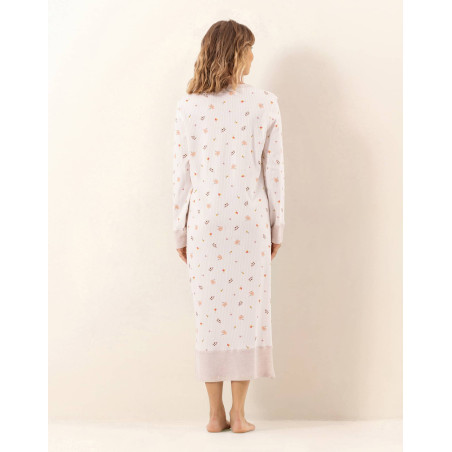 Chemise de nuit longue en coton SONGE Beige
