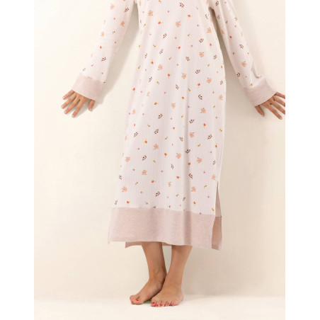 Chemise de nuit longue en coton SONGE Beige