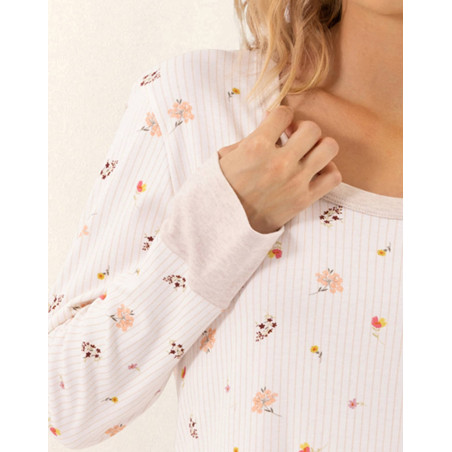 Chemise de nuit longue en coton SONGE Beige