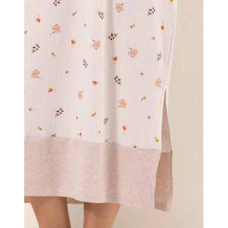 Chemise de nuit longue en coton SONGE Beige